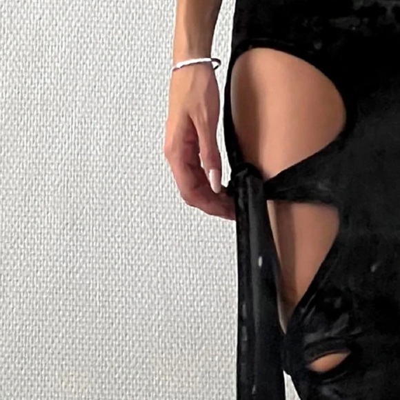 Goth Velvet Hollow Out Gothic Pants - Picture 3 of 5